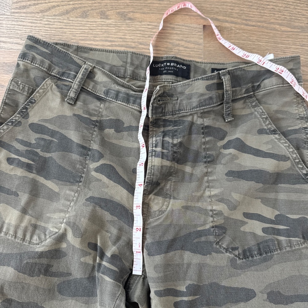 Lucky Brand Pants Womens 4 Green Camo Cotton Stretch Cargo Cropped Boyfriend - Picture 6 of 6